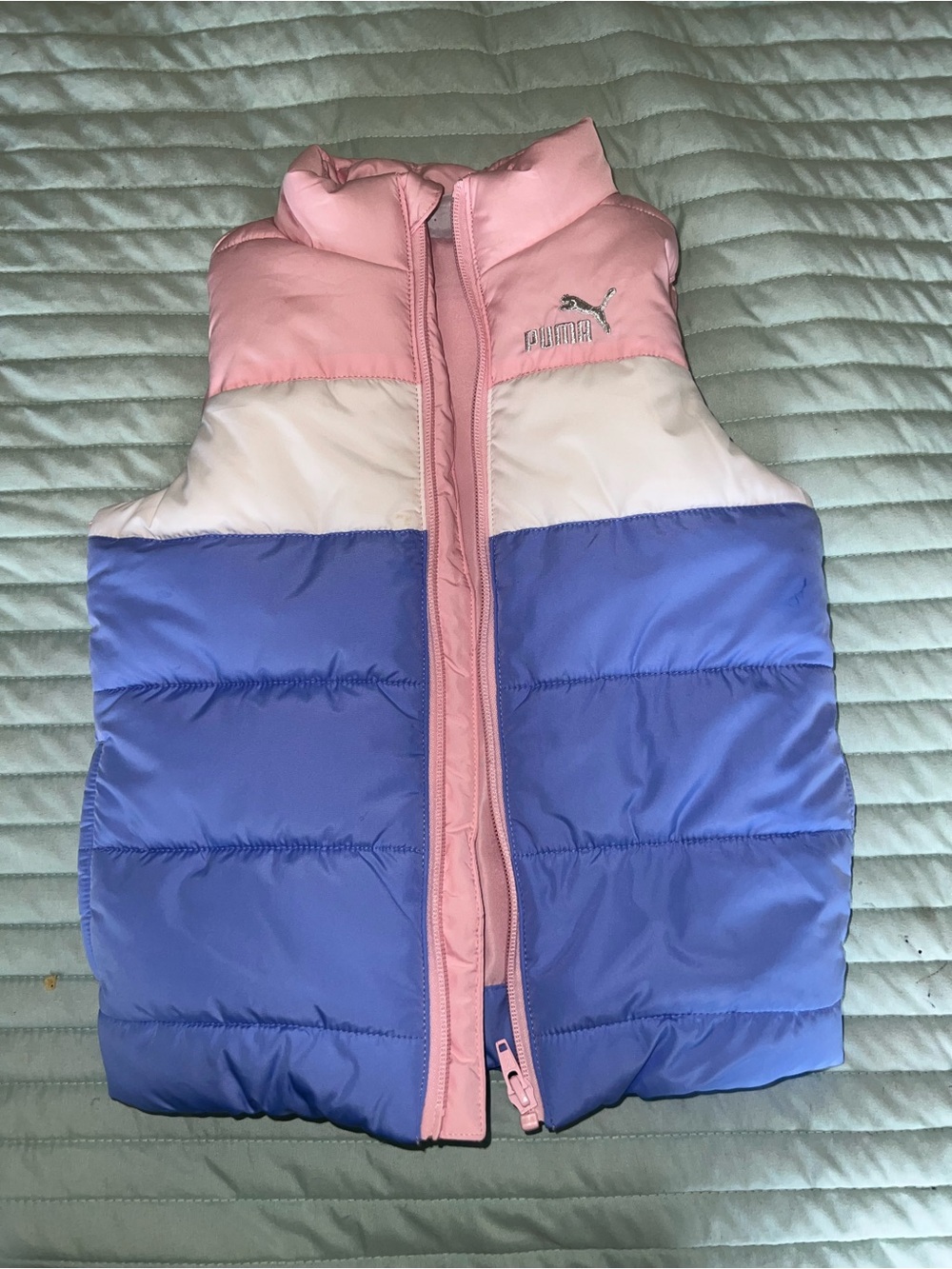Puma Little Girls Pink/Purple Color block Puffer Vest  Sz XXS 3/4